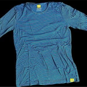 WonderWink Navy Blue and malibu blue Striped Long Sleeve Tee